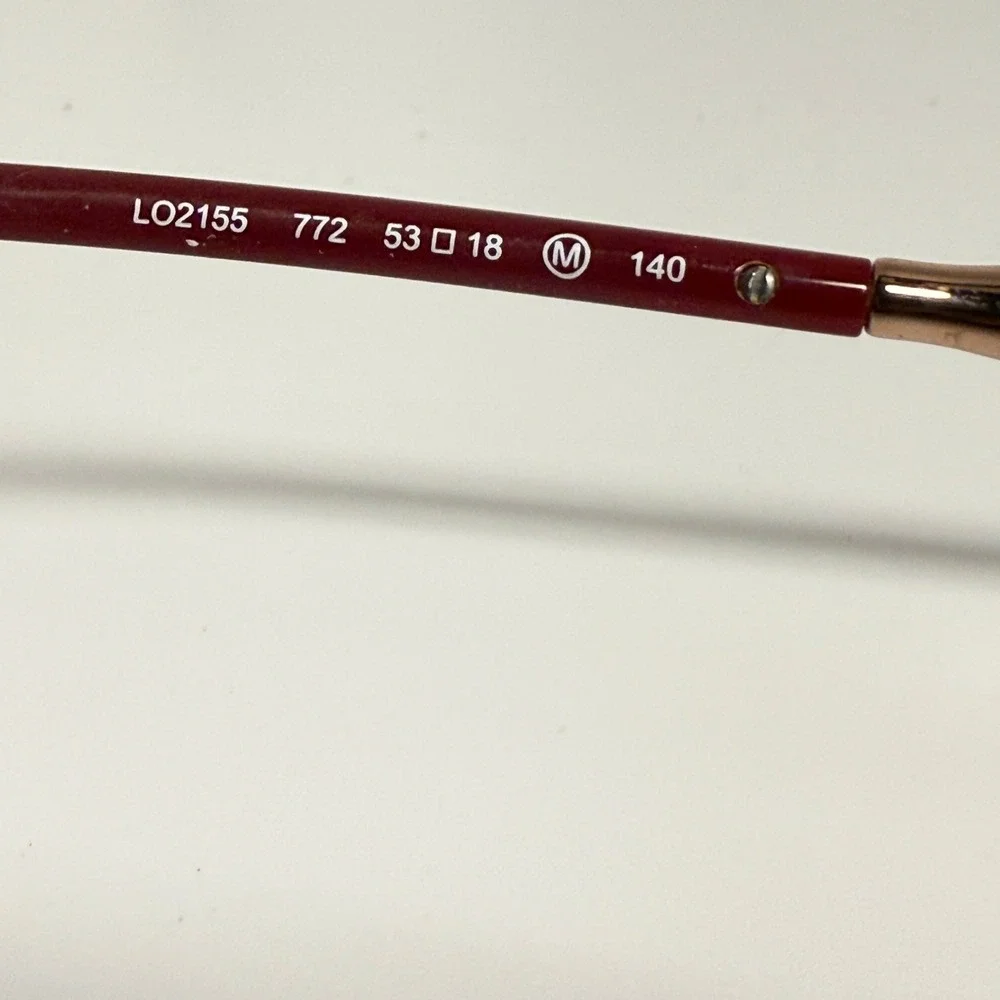 Longchamp LO2155 772 Gold Burgundy‎ Cat Eye Eyeglasses Frames 53-18-140 Womens